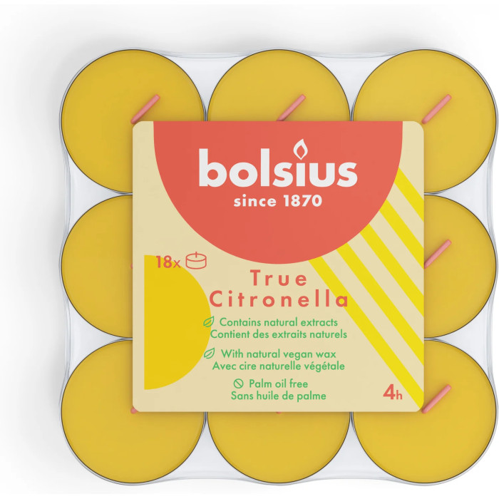 Svijece-Bolsius-Cajne-Lampice-Protiv komaraca-18 kom-True Citronella-IT24667